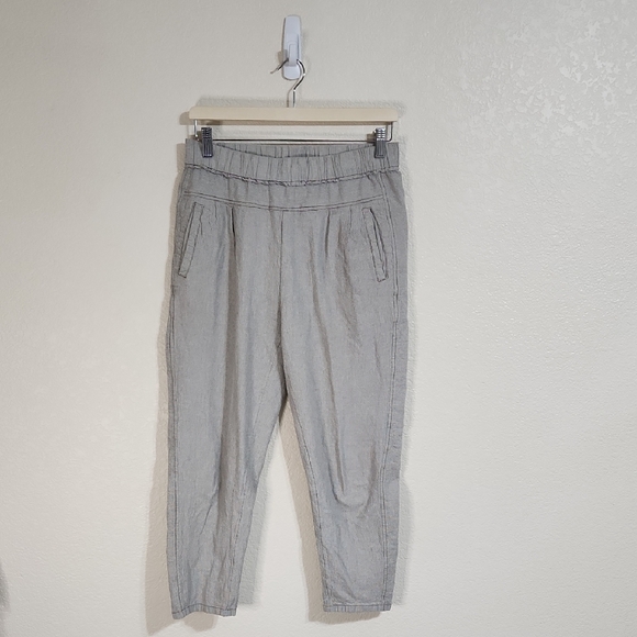 Anthropologie Hei Hei Pull On Beachy Cotton Tapered Casual Pants Grey Size XS - Picture 2 of 10